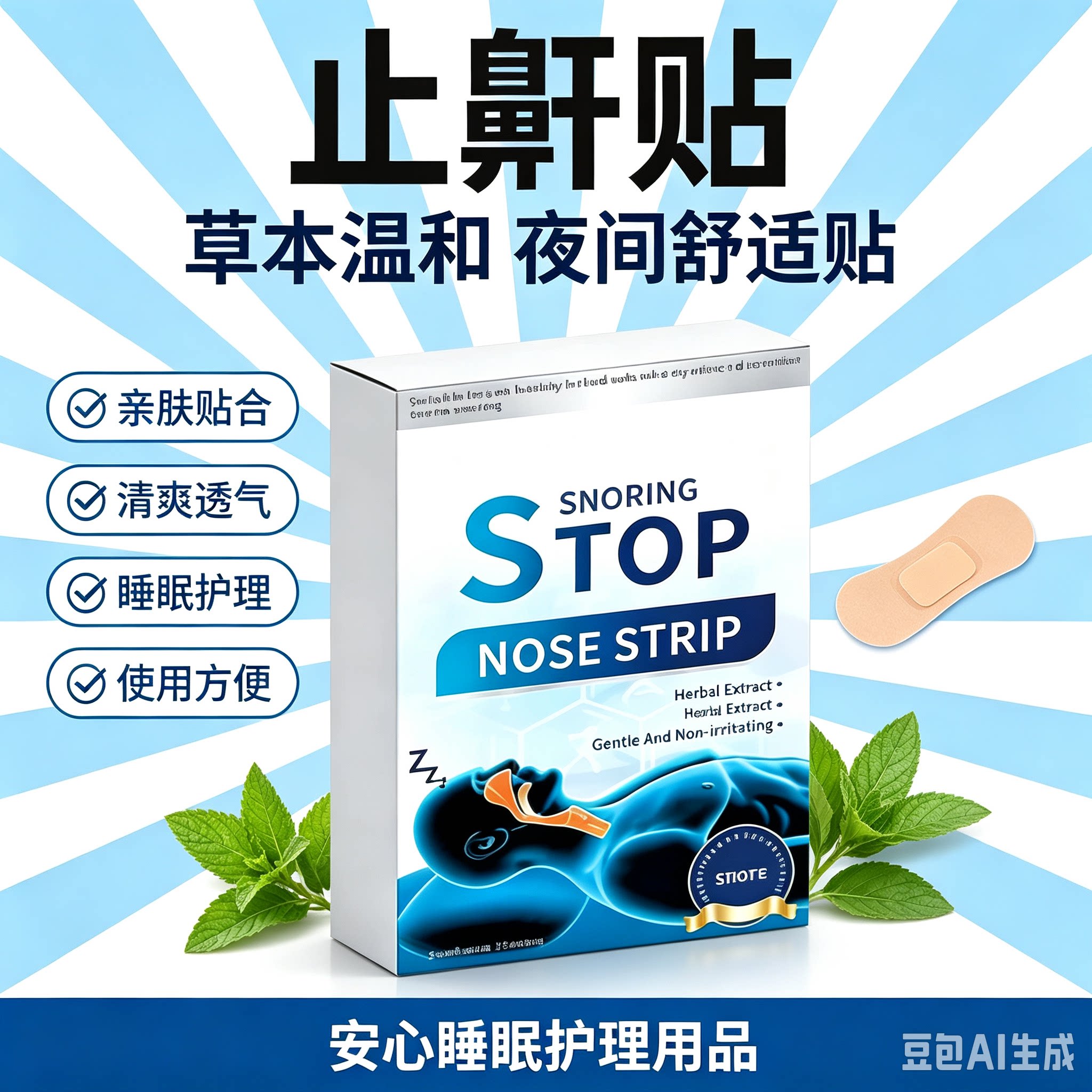 [德国品质]止鼾神器止鼾贴重度睡觉防打呼噜止打鼾器专用鼻贴XZ