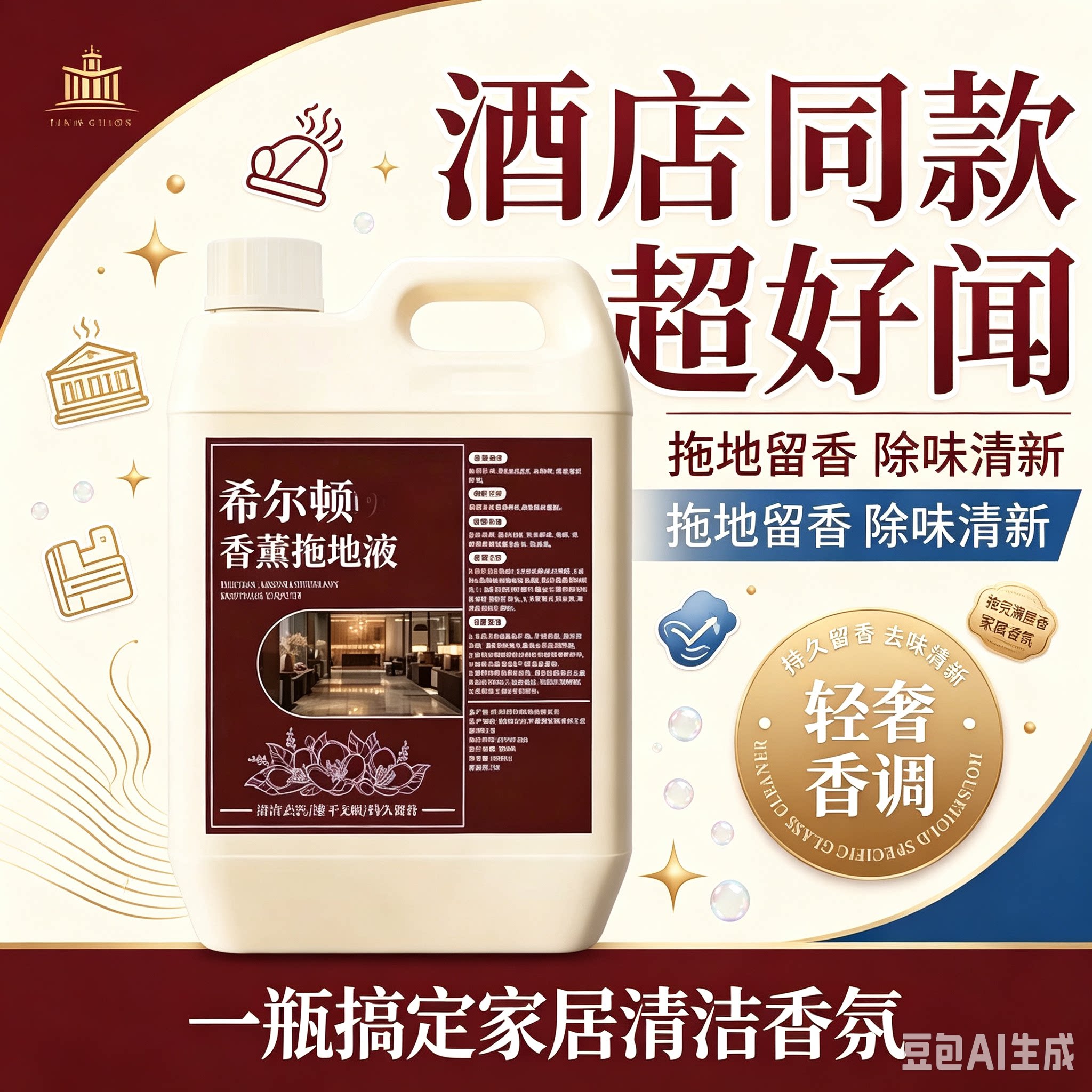 希尔顿同款地板瓷砖清洁剂拖地液速干无痕家用酒店去味留香XZ