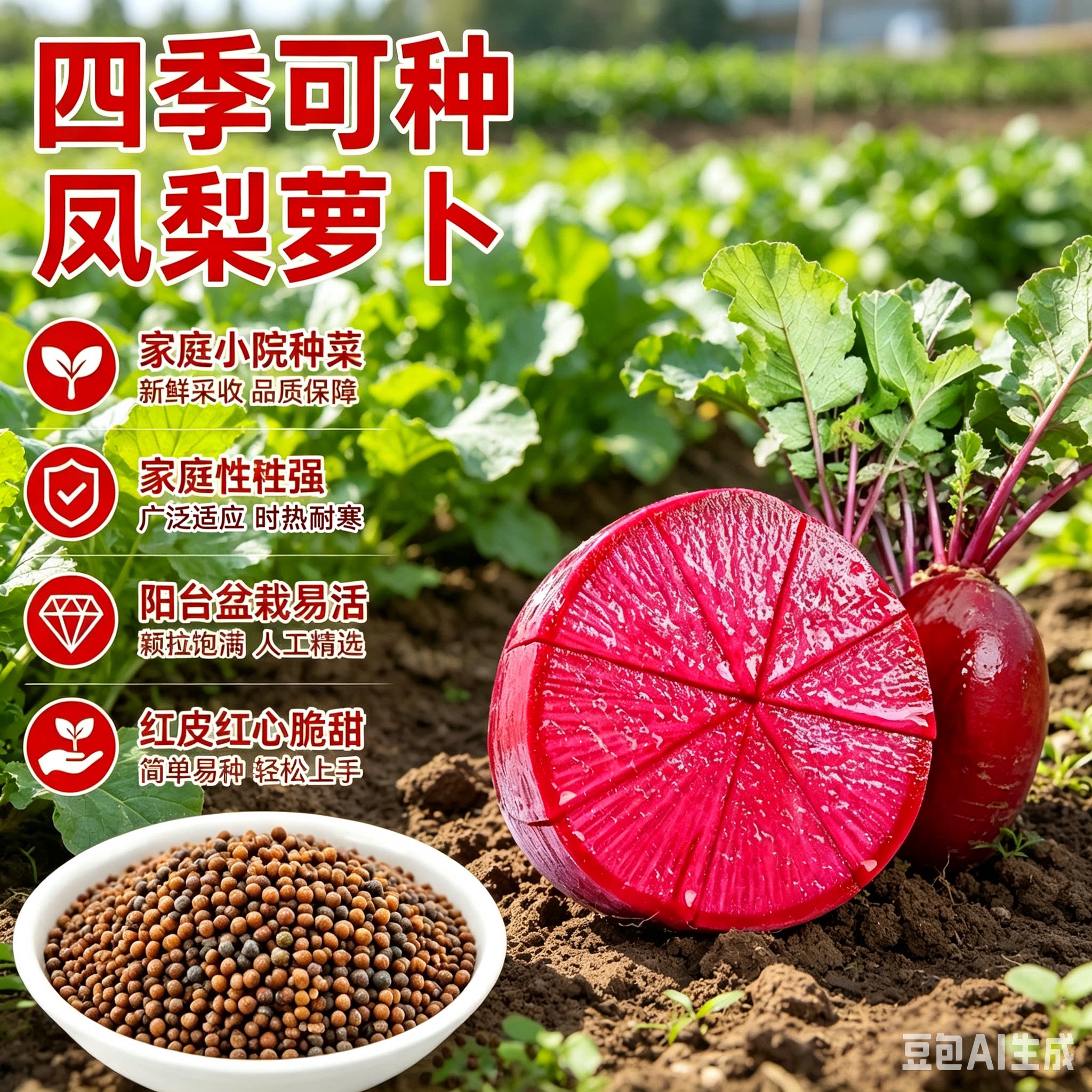 【下单立减50】凤梨水果萝卜凤梨萝卜阳台菜园庭院可萝卜种子XZ