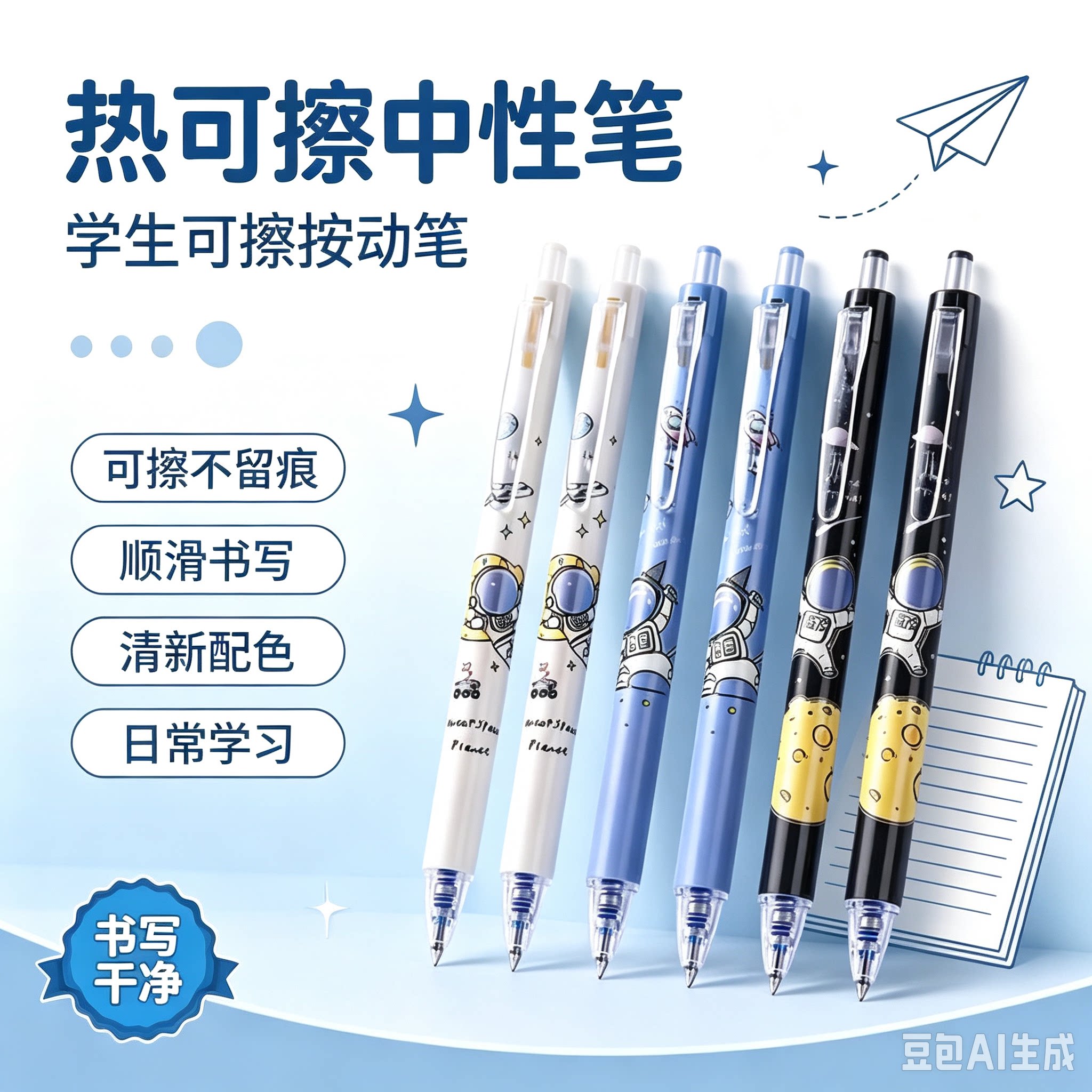 2026新款按动可擦笔蓝色黑色0.5mm速干顺滑考试可用XZ