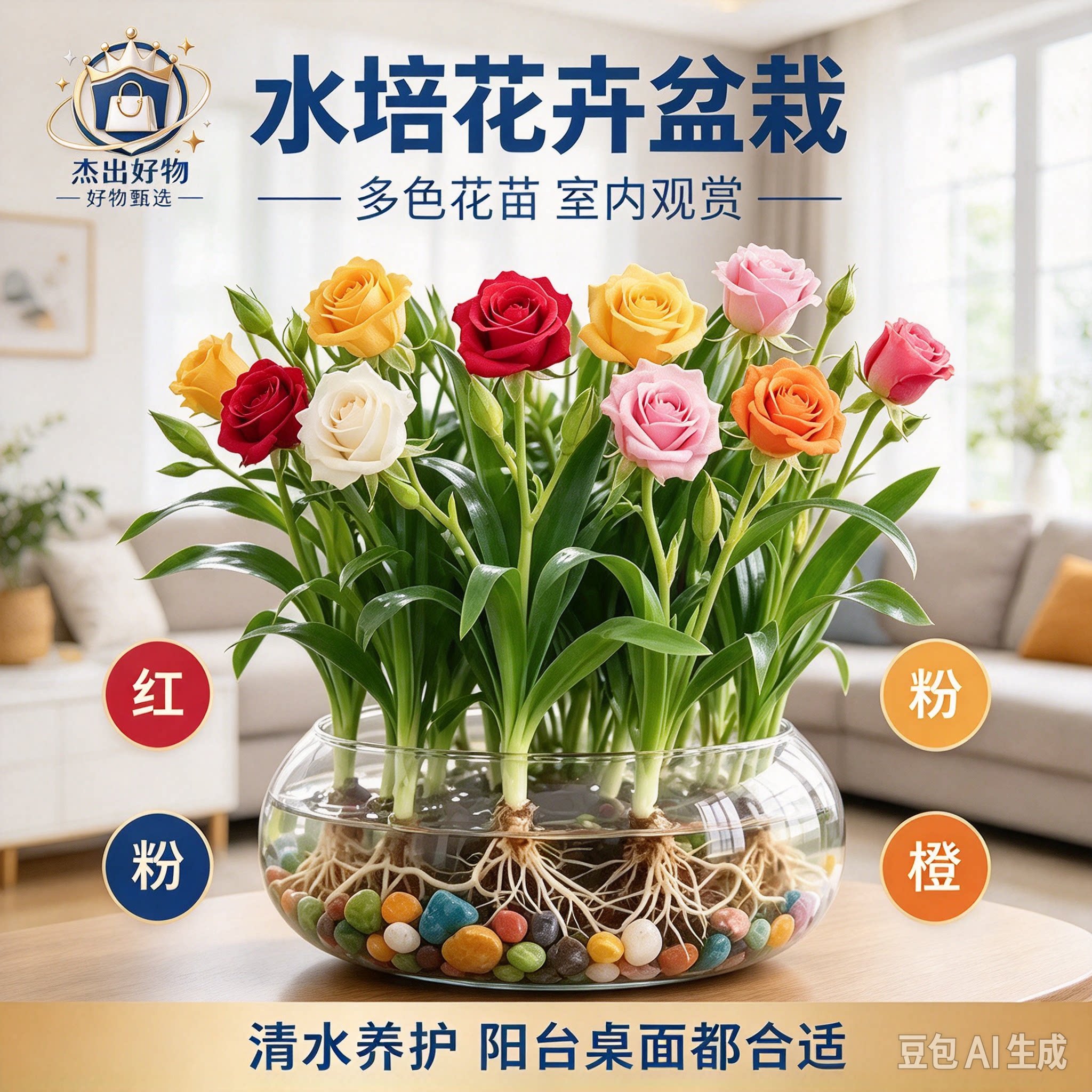 水培植物浓香型玫瑰花种球水养花卉室内外盆栽四季开花绿植HF3