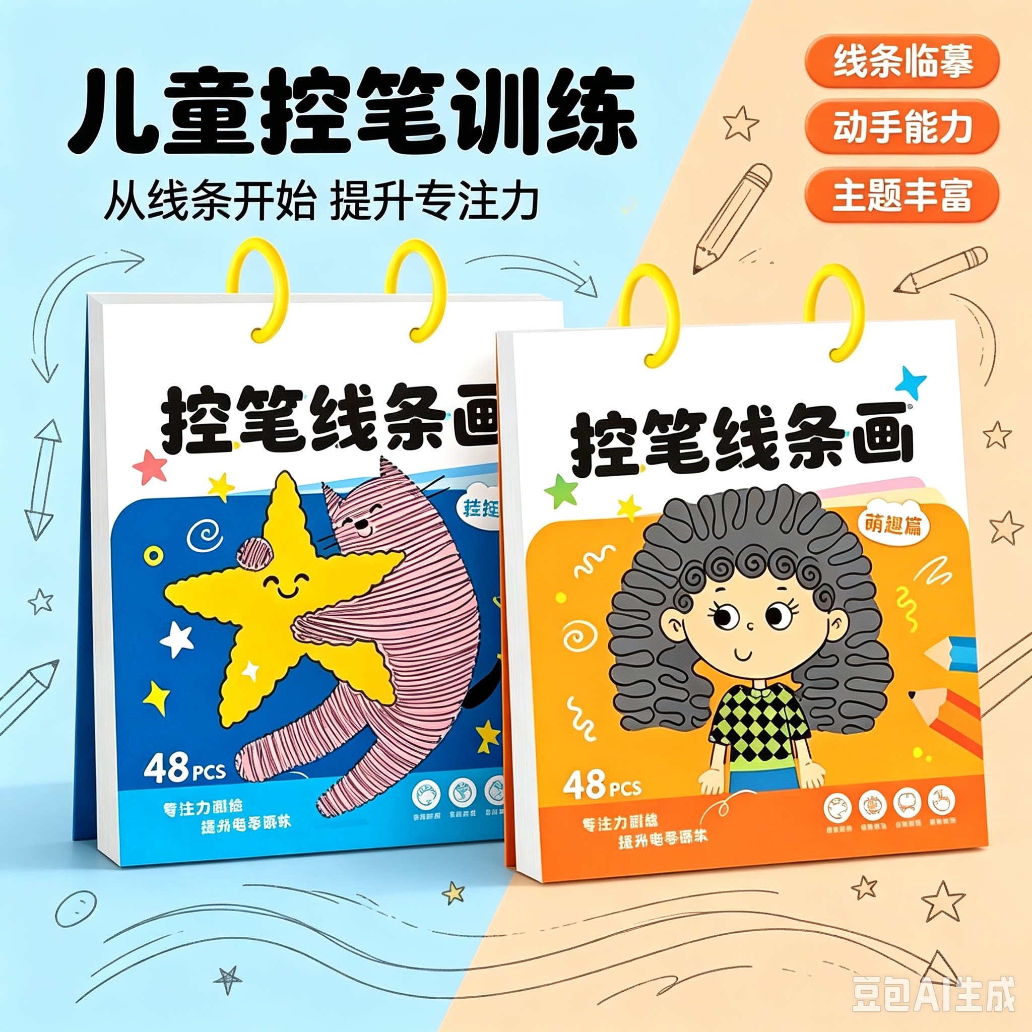 儿童控笔训练3-6岁画画本描线临摹幼儿园早教启蒙专注训练居家XZ
