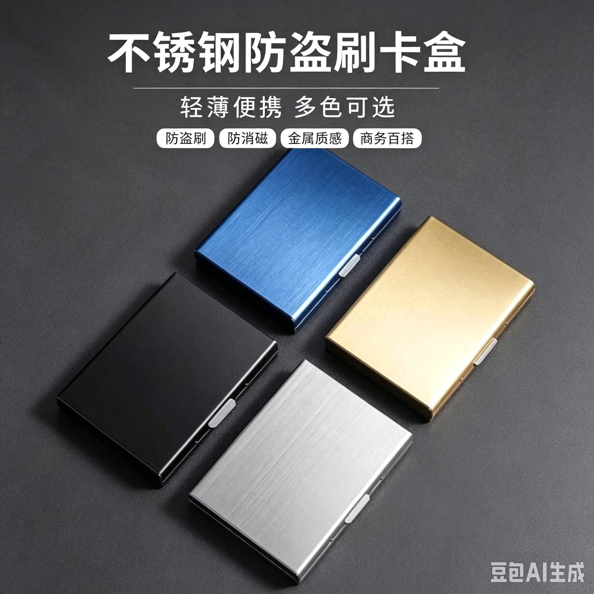 【下单立减50】防盗刷金属卡包不锈钢卡片包防消磁小巧卡盒XZ