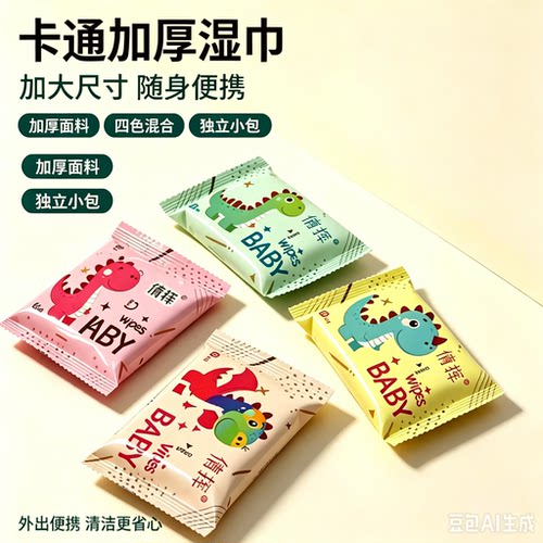 【开学季】婴儿湿巾小包便携随身学生儿童加厚一次性湿纸巾HF4