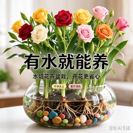 水培植物浓香型玫瑰花种球水养花卉室内外盆栽四季开花好养绿植XZ