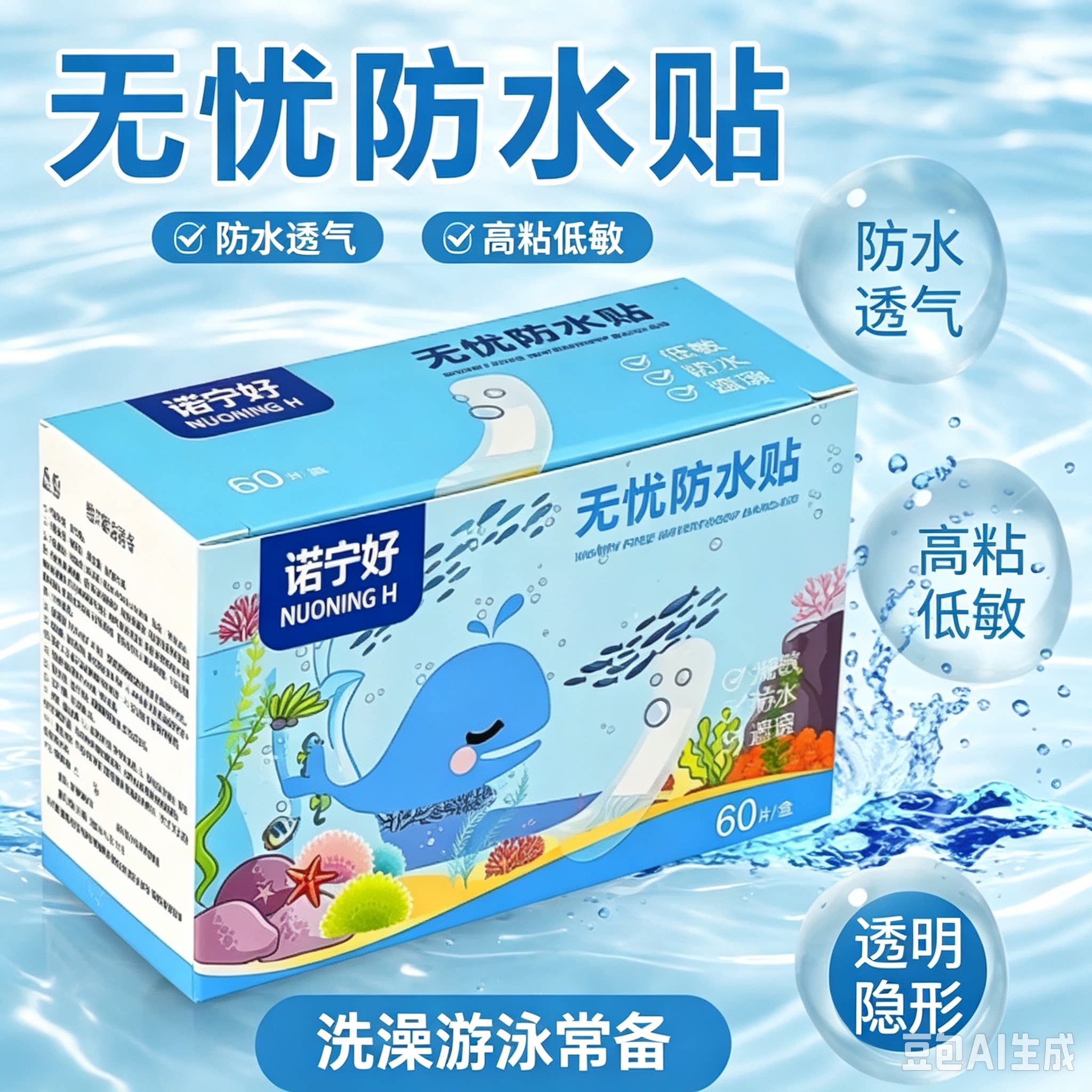 【甄选好物】无忧防水贴透气防磨贴透明隐形便携游泳家务防水XZ