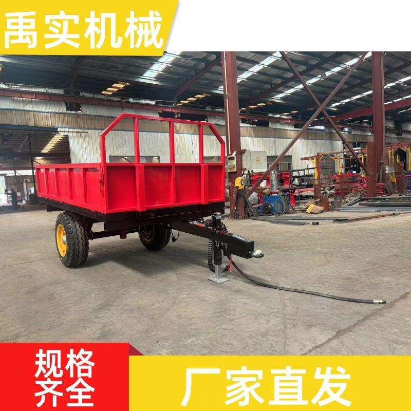 农用四轮拖斗带气刹液压自卸运输车斗建筑工地平板拖车