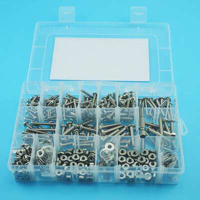 600pcs美制6#8#10#十字盘头螺钉配螺母平垫批头套装