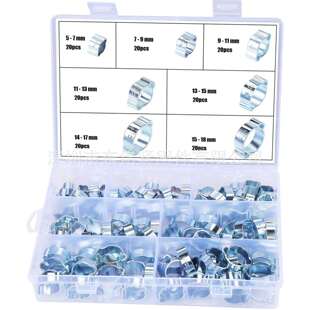 7–20mm7尺寸双耳软管夹具140个装真空管软管紧固件夹套件
