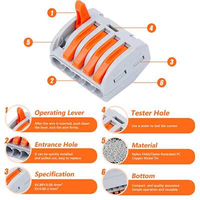 跨境 165PCS盒装PCT-212快速接线端子/电线按压并线分线连接器