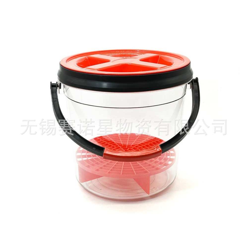 洗车水桶美式 专用透明带滑轮底座挂篮收纳隔沙网刷车两桶水
