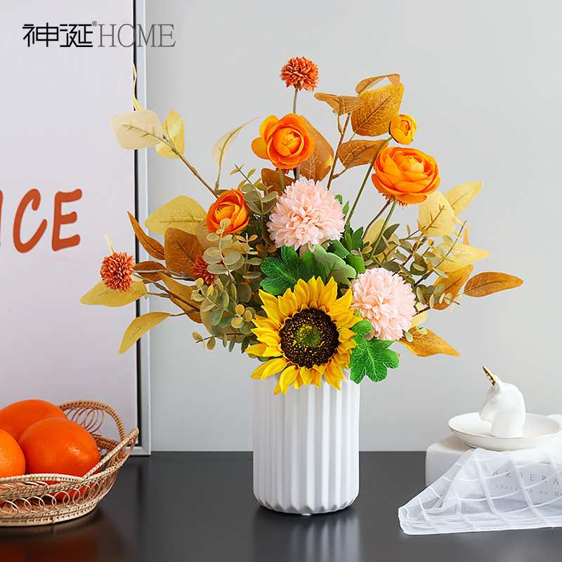 高档假花仿真花客厅摆设创意家居餐桌花摆花装饰花艺摆件轻奢花束