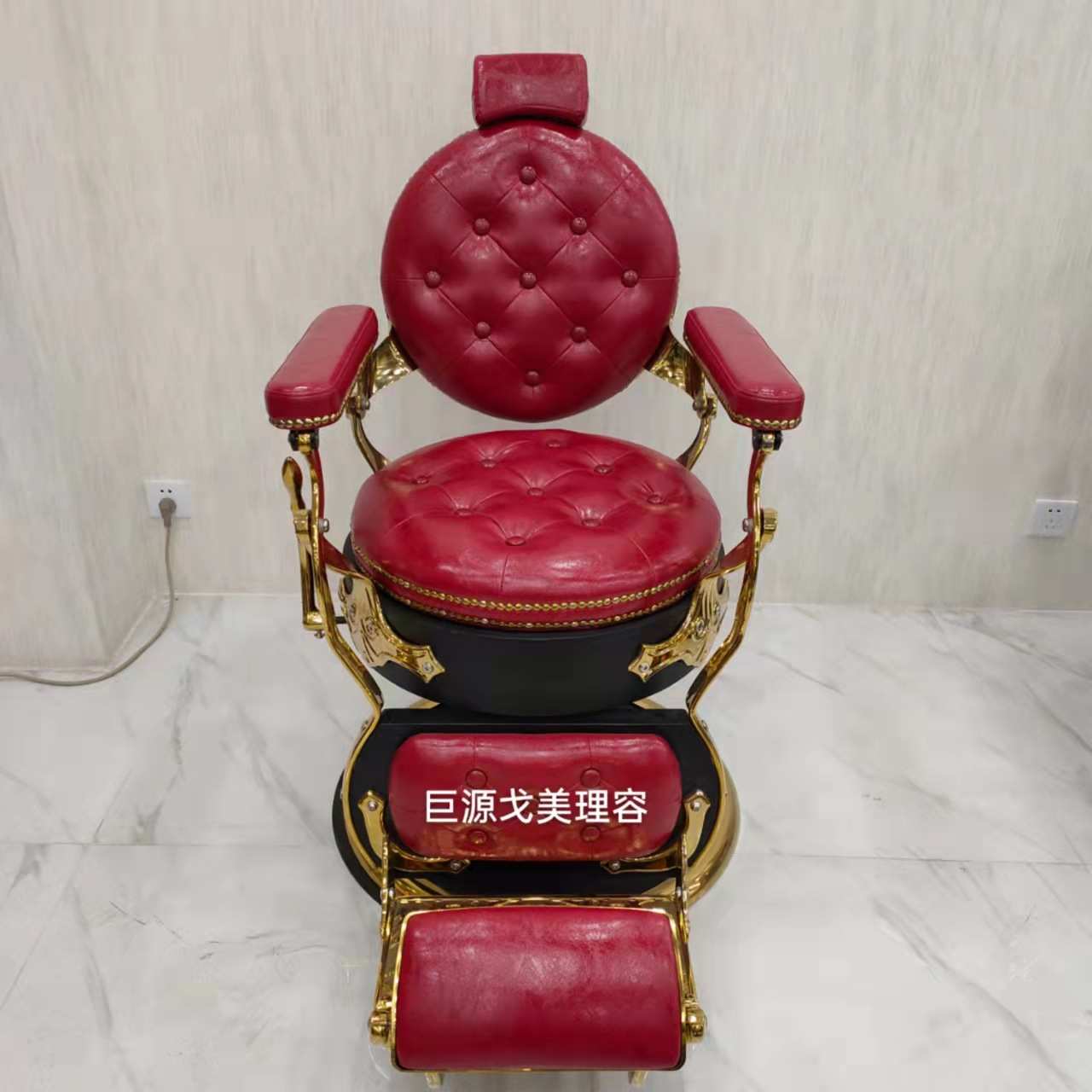 戈美复古欧式男士高档美发椅理发店椅子可放倒油头椅发廊剪发椅子