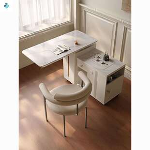 全实木可移动茶台茶桌家用茶车轻奢现代岩板旋转阳台桌椅带轮茶车