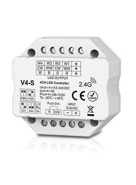 V4-M 12-24V10动态模式含渐变多变3秒开关渐变RGBW 4通道RF控制器
