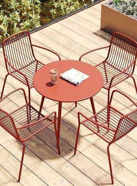 CSP1铁艺户外桌椅休闲庭组合椅奶茶露天阳台家用花园店椅厂家