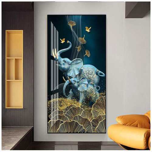 吉祥如意玄关装饰画竖版走廊尽头过道京瓷北欧风壁画轻奢挂画