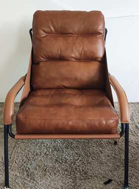 意美家设计师单人沙发客厅意式极简马鞍革休闲椅躺椅SY-KF41563