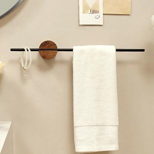 毛巾架免打孔卫生间黑胡桃木浴室浴巾杆洗漱台置物收纳挂架子