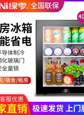 40L酒店客房用小冰箱迷你小型冰柜透明玻璃门冷藏柜茶叶保鲜柜