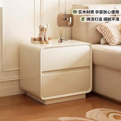 床头柜实木烤漆家用卧室2025爆款小型奶油风轻奢高级置物收纳柜子