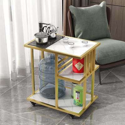 现代岩板泡茶桌一体小茶几移动带轮子家用客厅边几创意大理石角几