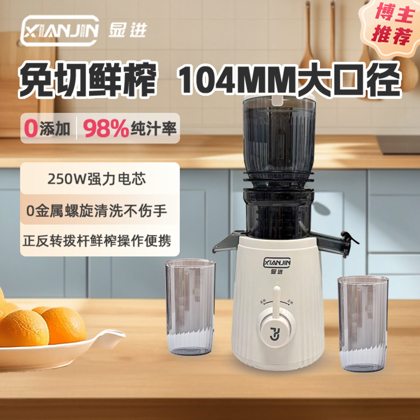 显进250w榨汁机汁渣分离静音原汁机全自动小型家用鲜榨果汁YZ600