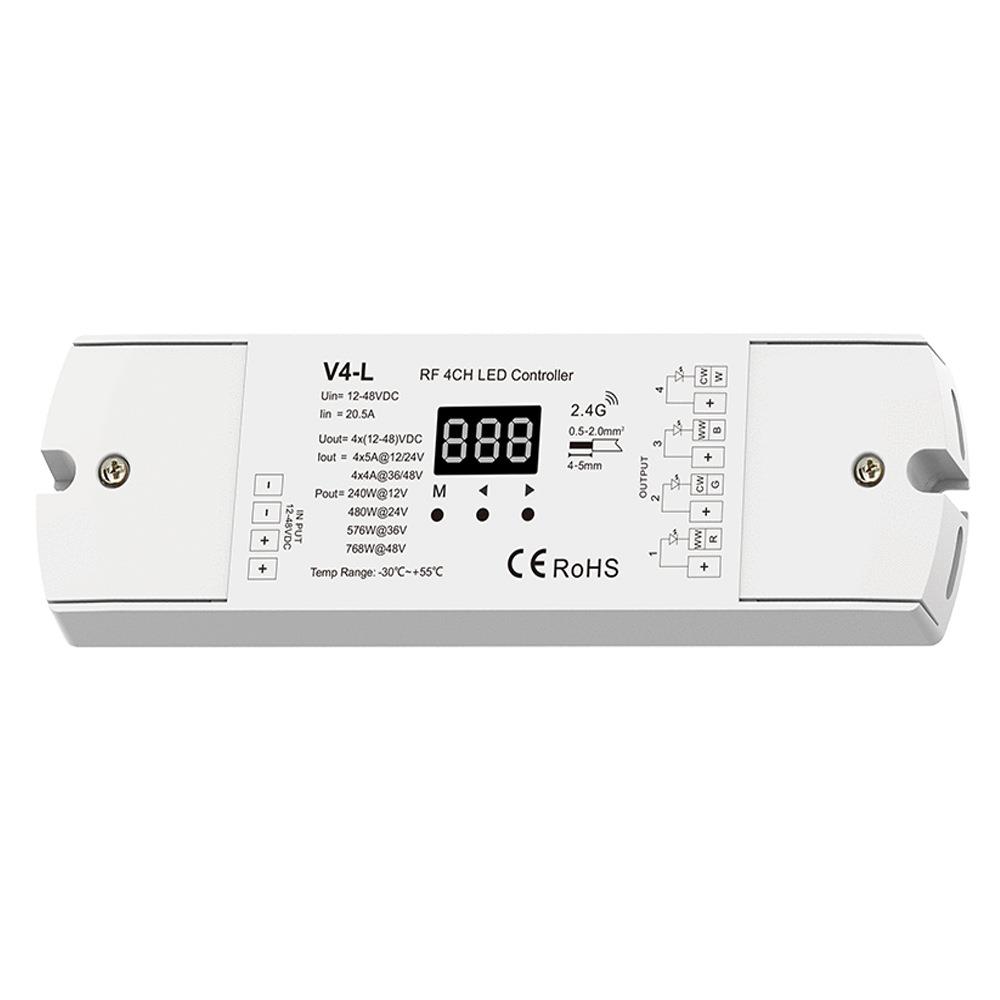 V4-L 12-48VDC10动态模式开关渐变 RGBW/RGB/CCT/DIM四通道控制器