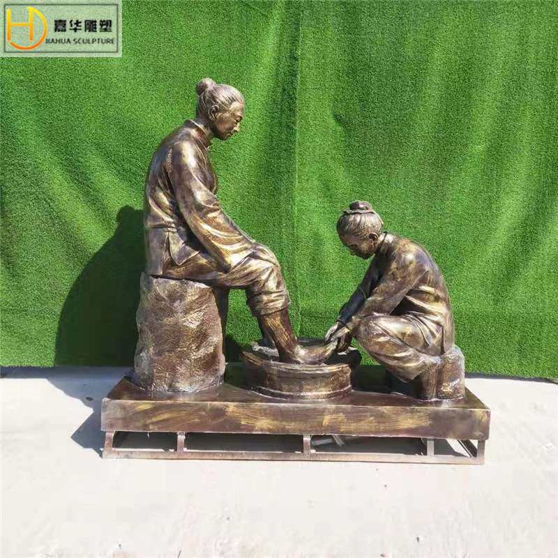 玻璃钢仿铜人物雕塑制作农耕步行街民俗小品童趣校园铸铜人物摆件