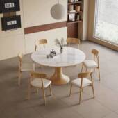 现木实伸缩岩A03马肚板桌家用餐小户型代简约方圆两用饭桌子伸缩