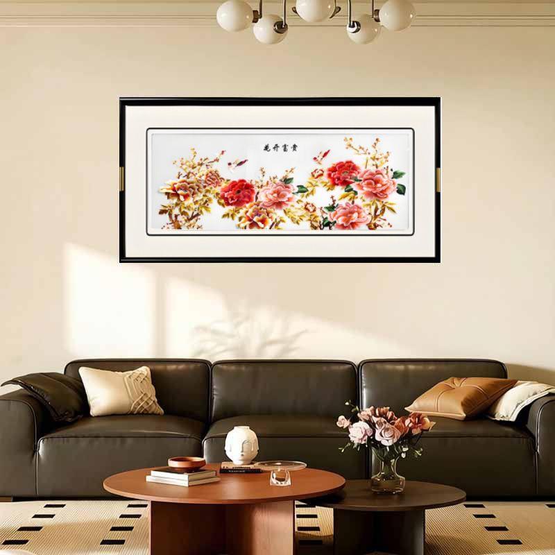金色牡丹图-苏绣装饰画高