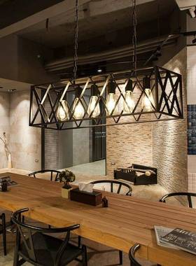 美复古餐厅客吊厅式咖啡馆吊灯lof工业t风创意铁艺RYD141-D吧台餐