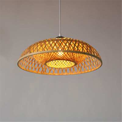 东南亚风格竹编灯笼创意复古餐厅吧台灯欧式创意手工编织竹艺吊灯