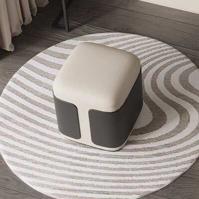 意式轻奢梳妆凳现代简约化妆凳网红小户型客厅卧室正方形黑白凳子