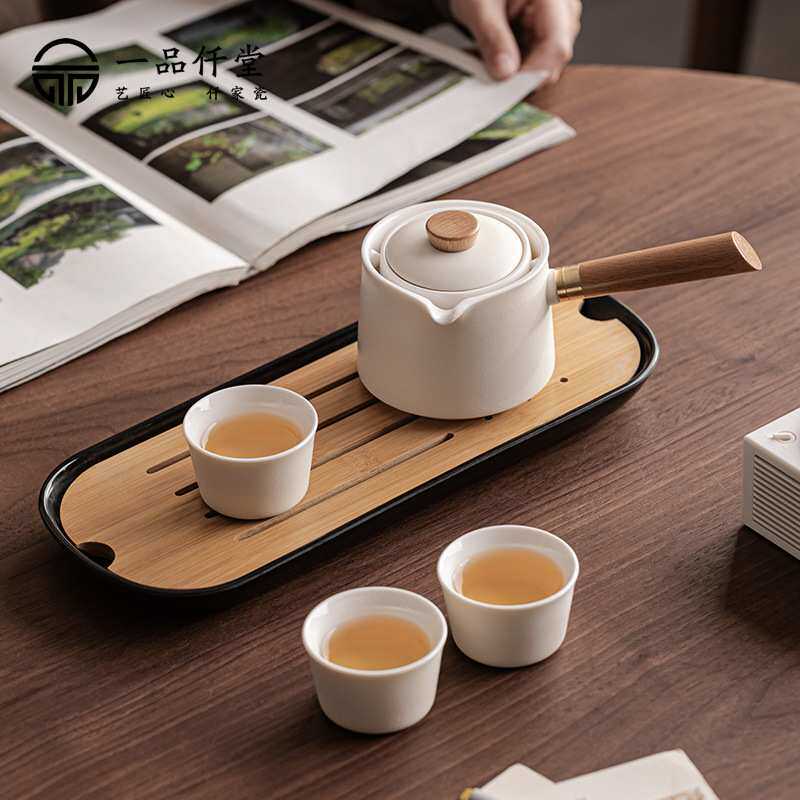 轻奢高档便携功夫旅行茶具套装陶瓷自动旋转侧把壶单人小茶壶