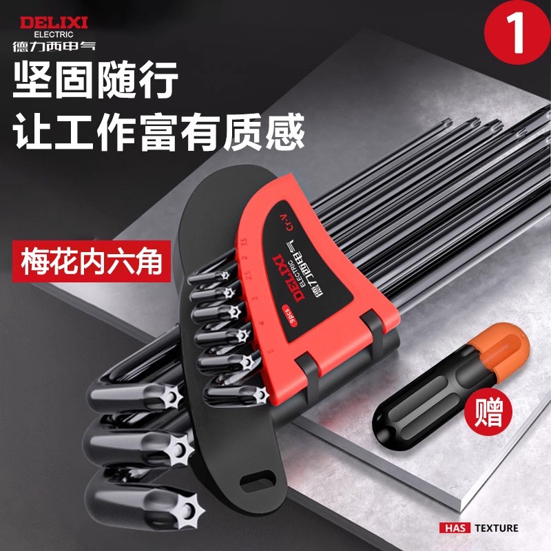 德力西电气内六角扳手梅花套装内五花6角螺丝刀花型米子星角匙T50