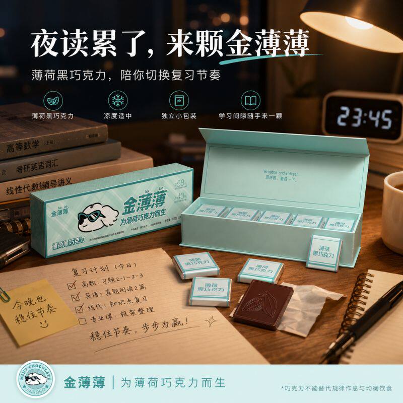 【经常用眼】薄荷黑巧克力可可脂清凉不犯困办公室零食学生礼盒