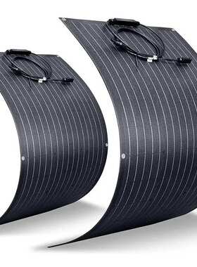 黑色半柔性太阳能板300w400w车载游艇太阳能单晶硅电池光伏充电板