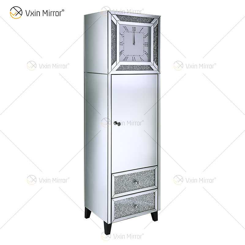 工厂 玻璃镜面储物柜座式时钟玄关客厅家居收纳座钟落地钟