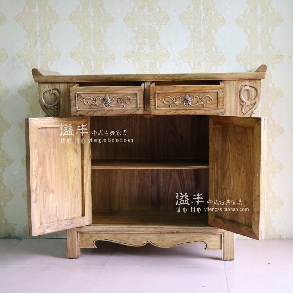 新中式古典实木家具脸盆柜老榆木客厅隔断柜玄关柜洗手柜组合落地