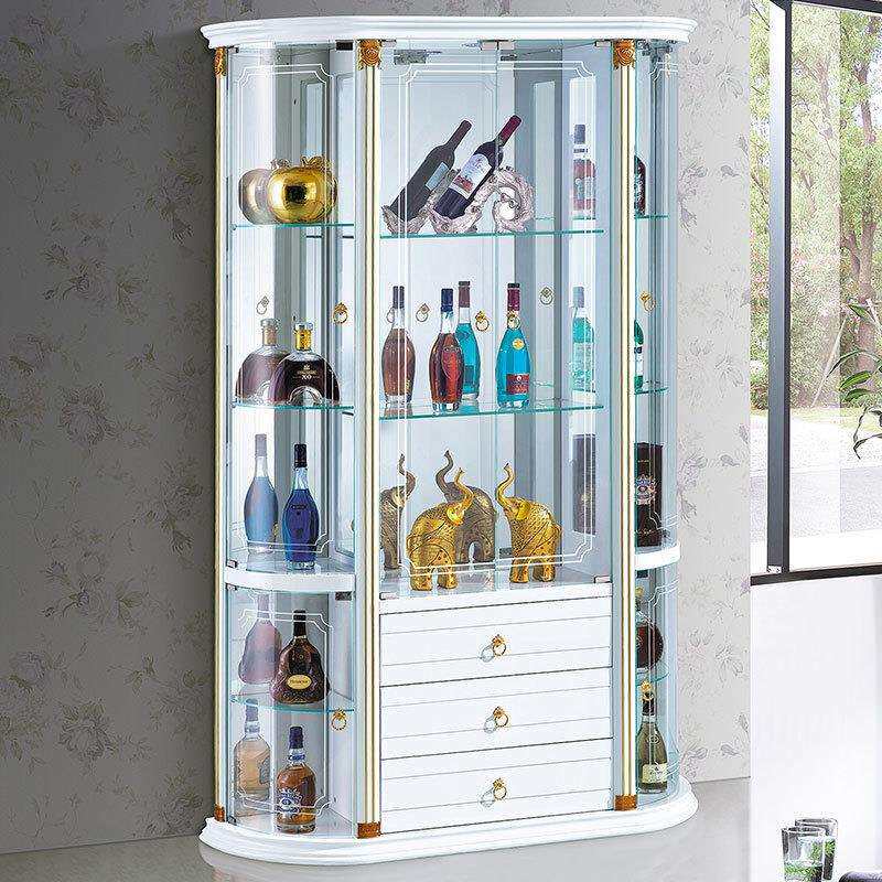 欧式玻璃酒柜靠墙餐厅餐边柜储物装饰柜客厅红酒柜家用落地展示柜