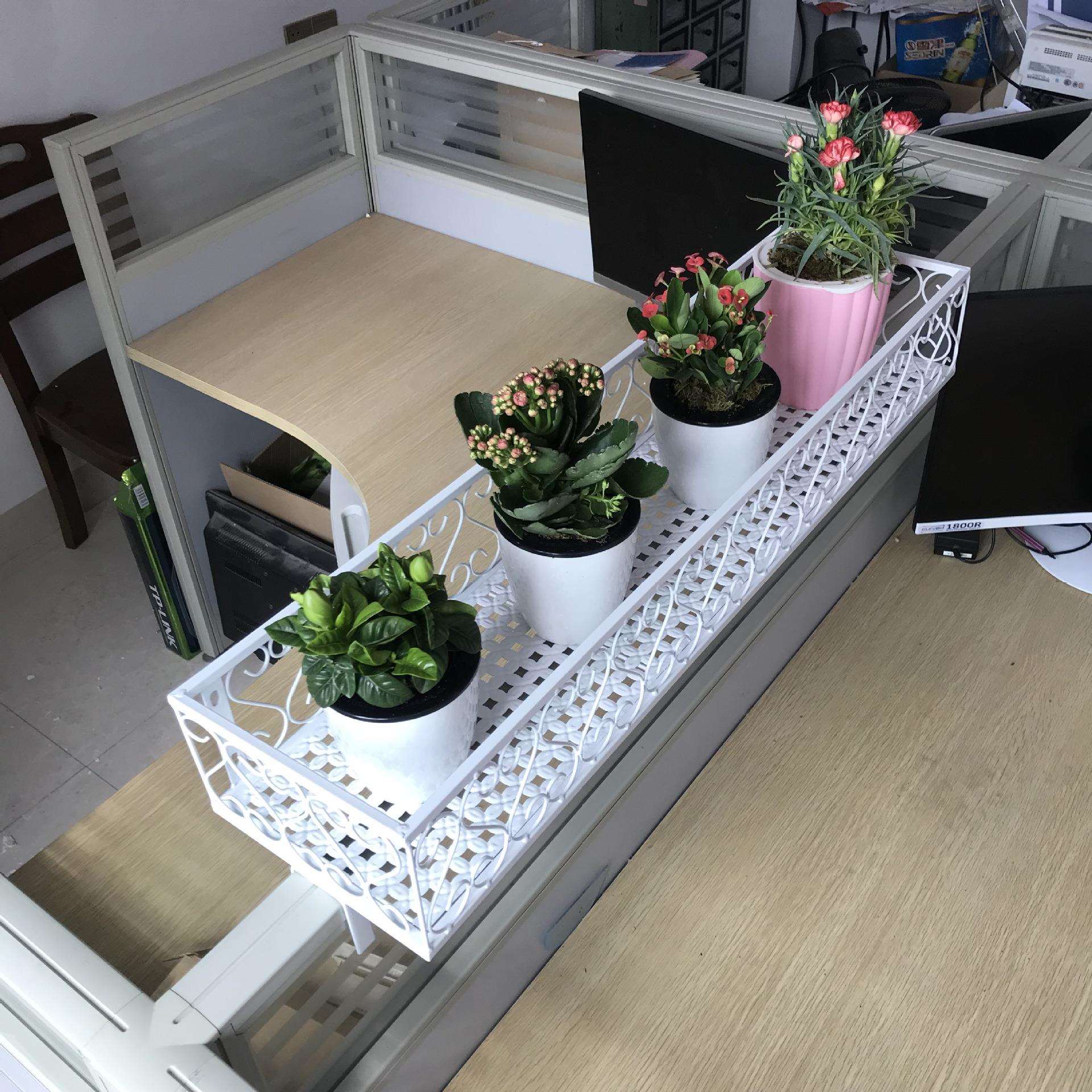 办公室文件收纳置物架办公桌隔板绿萝花架工位卡槽多肉盆栽花架