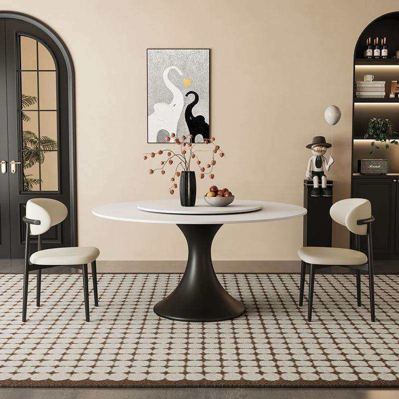 法式中古风岩板餐桌椅组合现代简约轻奢家用小户型圆形圆桌带转盘,3C数码配件,USB灯,淘宝优惠券,粉丝福利购,淘宝优惠卷