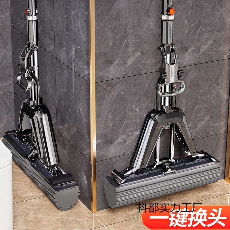海绵拖把家用一拖净一键换头懒人免手洗对折式胶棉大号带桶