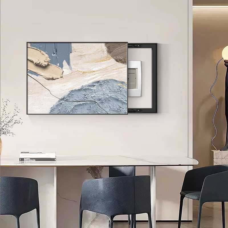 现代简约电表箱装饰画抽象肌理画遮盖箱挂画现代抽象电箱装饰画