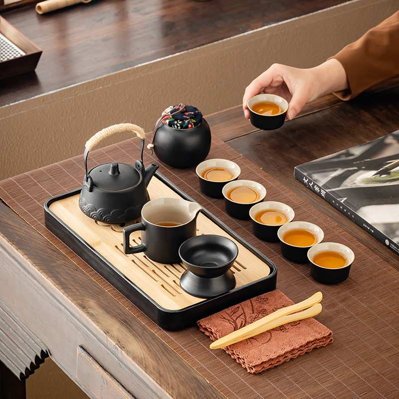 旅行黑陶便携式旅游户外功夫泡茶壶茶杯茶具套装家用陶瓷高档露营