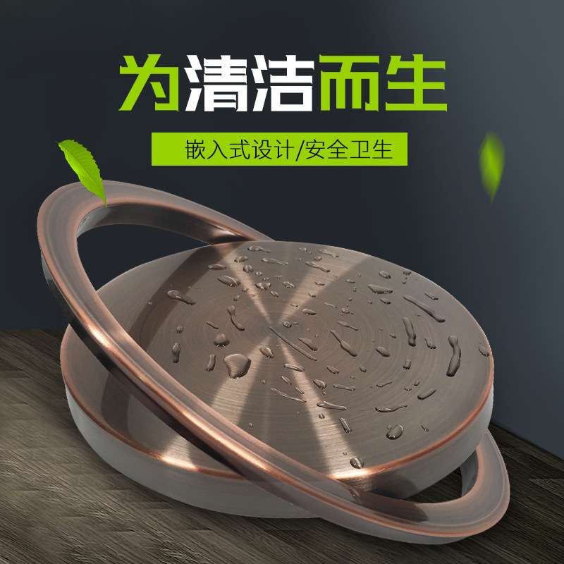 台面嵌入式不锈钢垃圾桶翻盖摇盖弹盖装饰厨房卫生间拉丝方形圆形