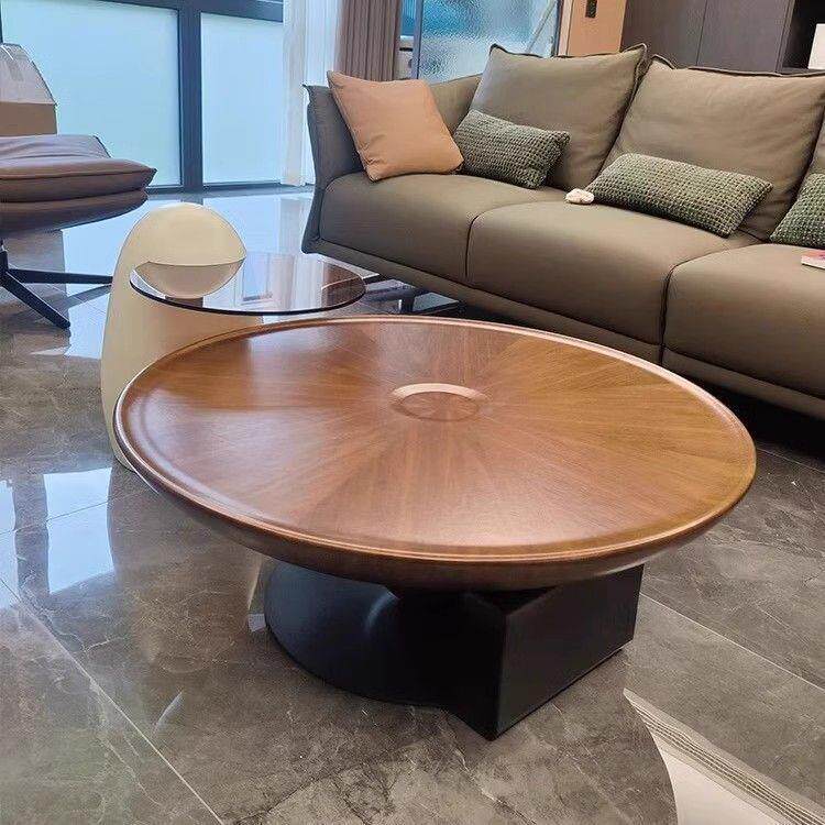 轻奢极简圆形飞碟茶几小户型现代客厅茶几设计师意式中式古风茶几