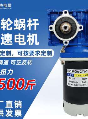 直流减速电机120W低速涡轮蜗杆RV30自锁调速电动机12V24V小型马达