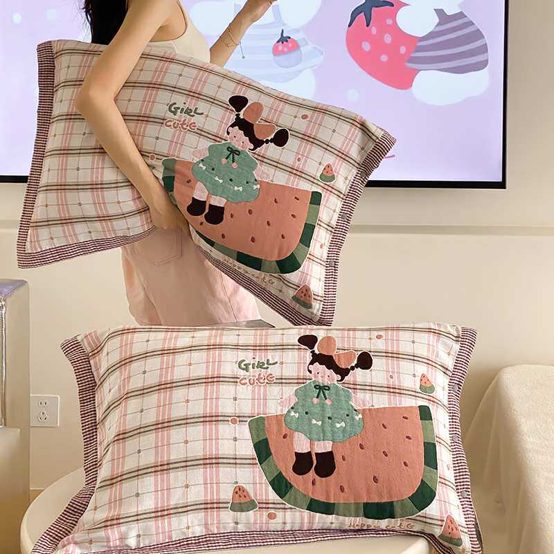 四层纱全棉枕巾一对防头油儿童学生宿舍枕头巾四季通用2025新纯棉